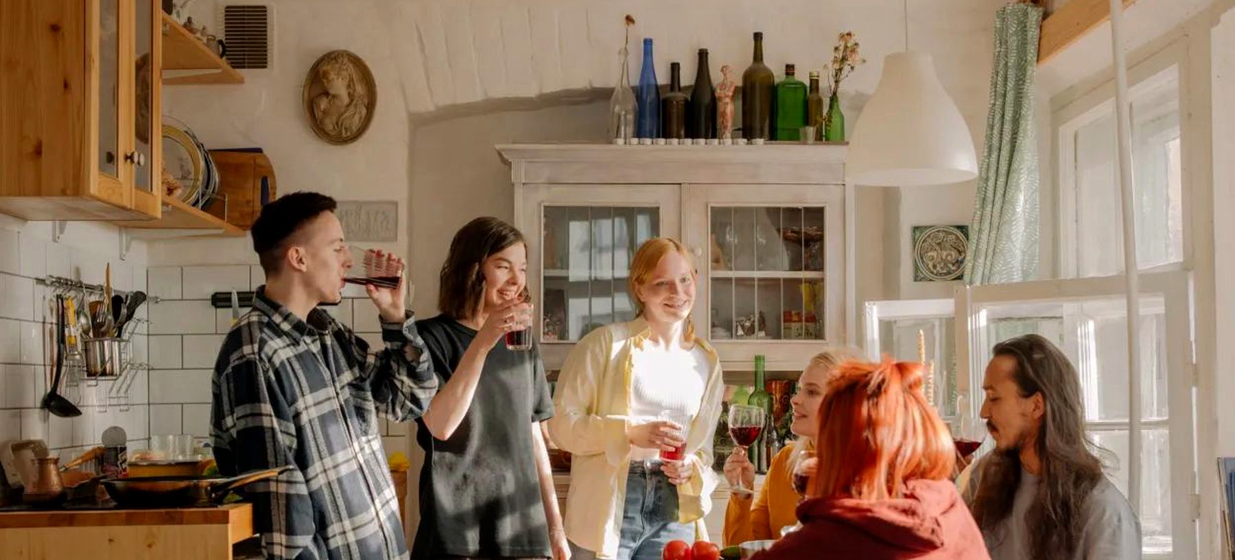 Coliving community sharing a meal